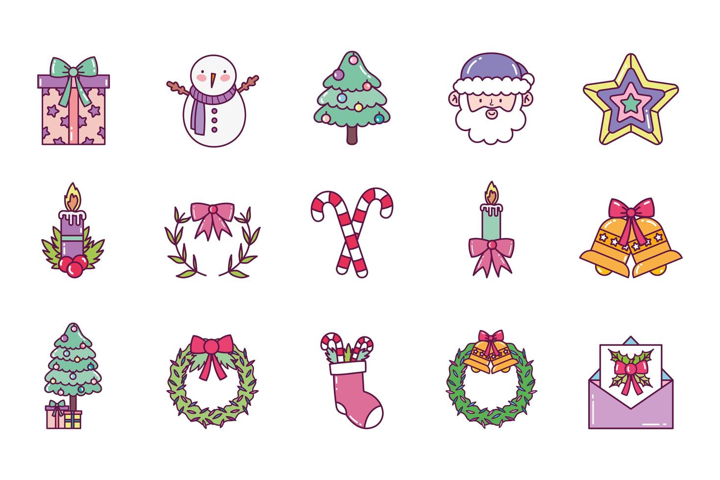 Frohe Weihnachten Icon Set vektor