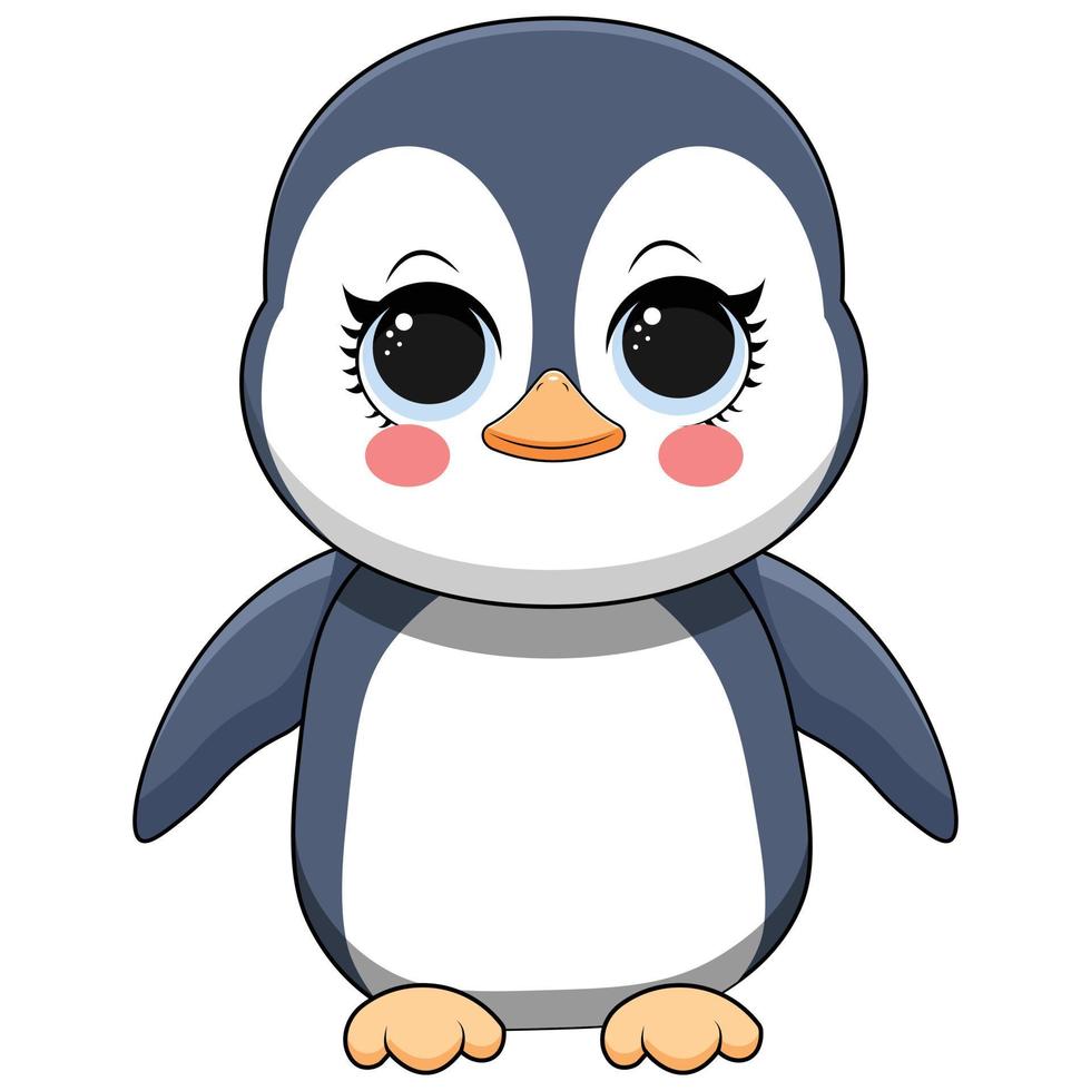 söt glad pingvin tecknad vektor ikonillustration. djur natur ikon koncept isolerade premium vektor. platt tecknad stil