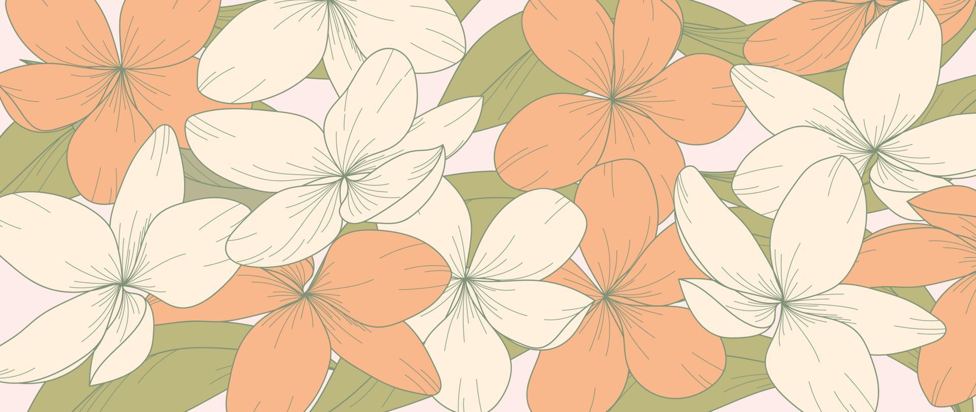 botanisch Blumen Hintergrund Vektor. natürlich elegant tropisch Blumen- Design im minimalistisch Hand gezeichnet Stil Hintergrund. Design Illustration zum Stoff, drucken, Abdeckung, Banner, Dekoration, Hintergrund. vektor