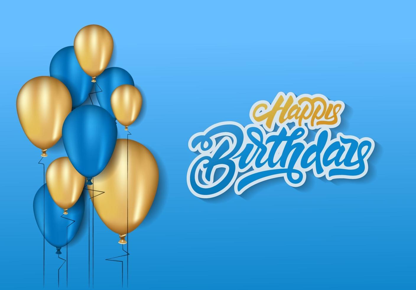 Grattis på födelsedagen i bokstäver bakgrund firande design för gratulationskort, affisch eller banner med ballong, konfetti och lutningar. vektor