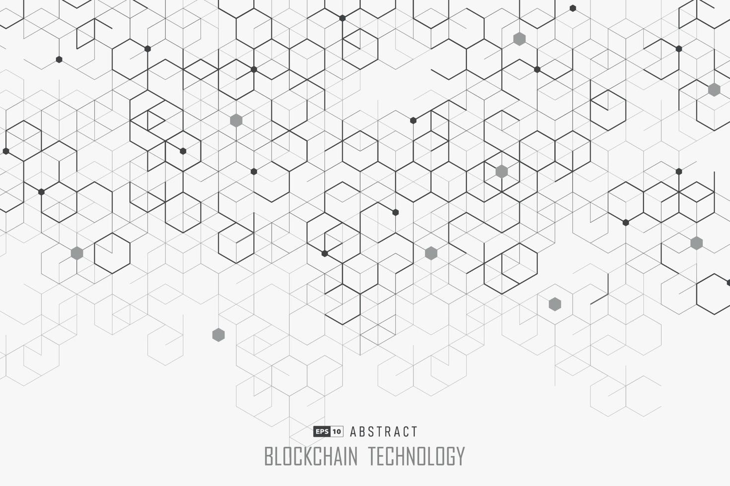 abstraktes Blockchain-Technologie-Design des sechseckigen Hintergrunds. Illustrationsvektor vektor