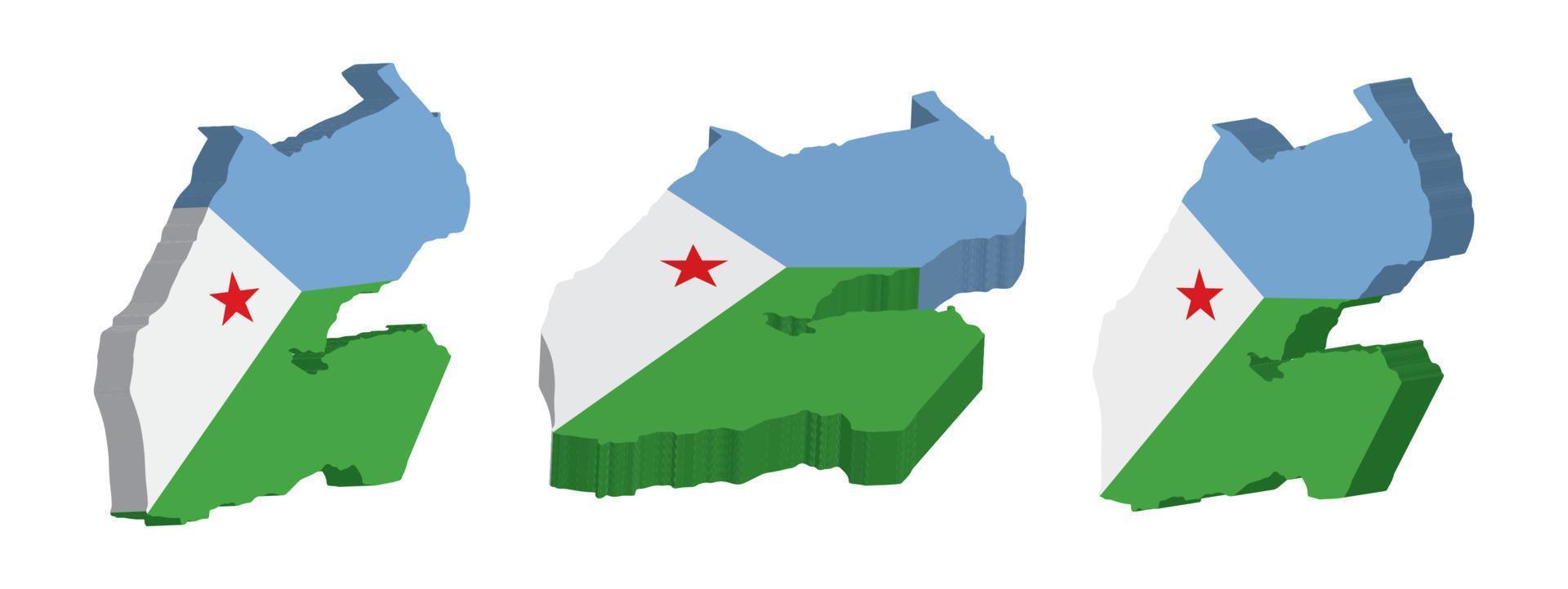realistisch 3d Karte von Dschibuti Vektor Design Vorlage