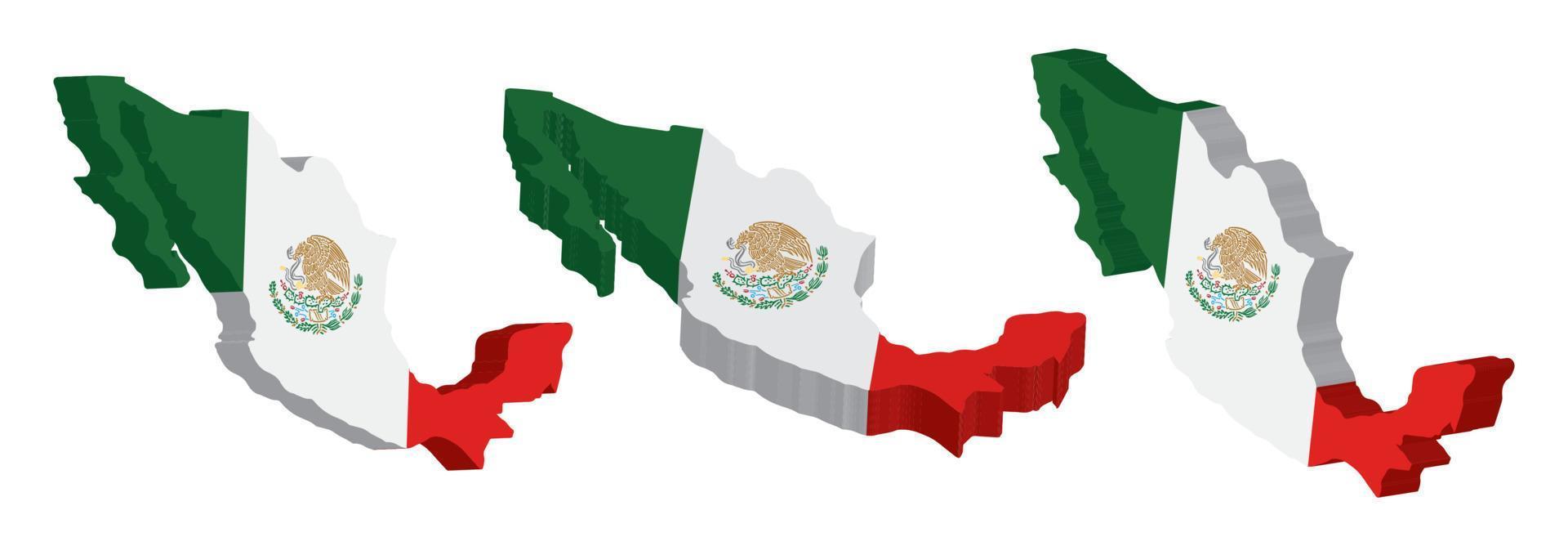 realistisch 3d Karte von Mexiko Vektor Design Vorlage