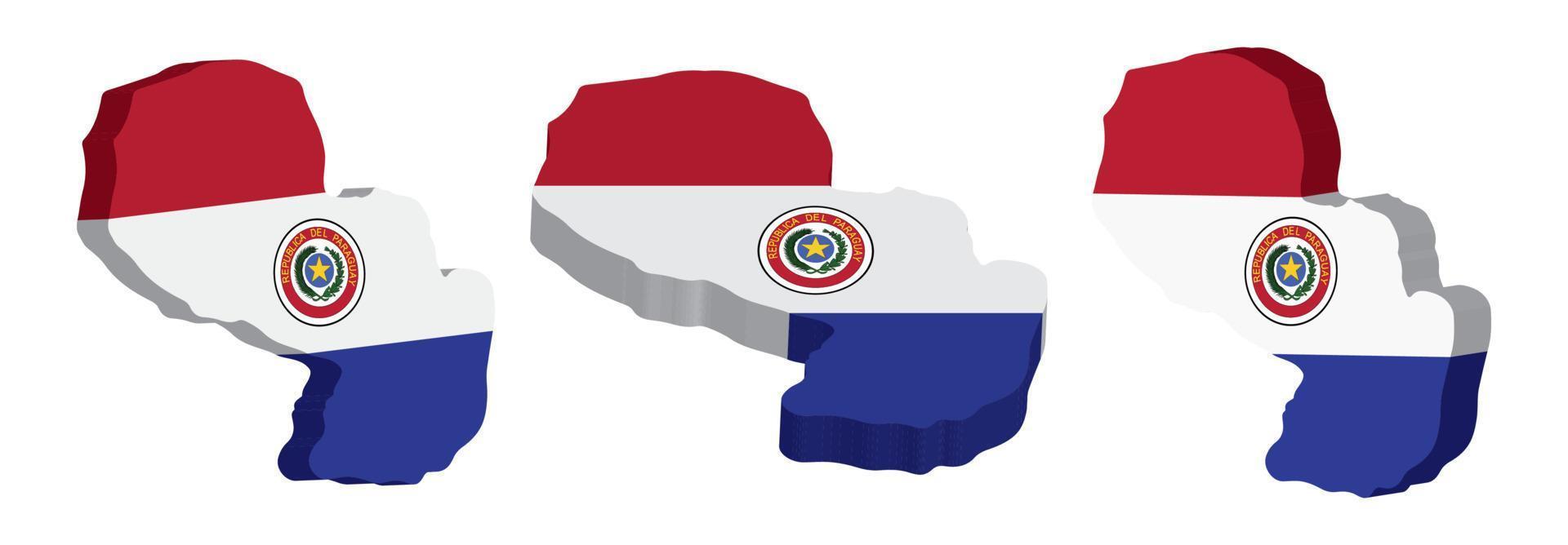 realistisch 3d Karte von Paraguay Vektor Design Vorlage