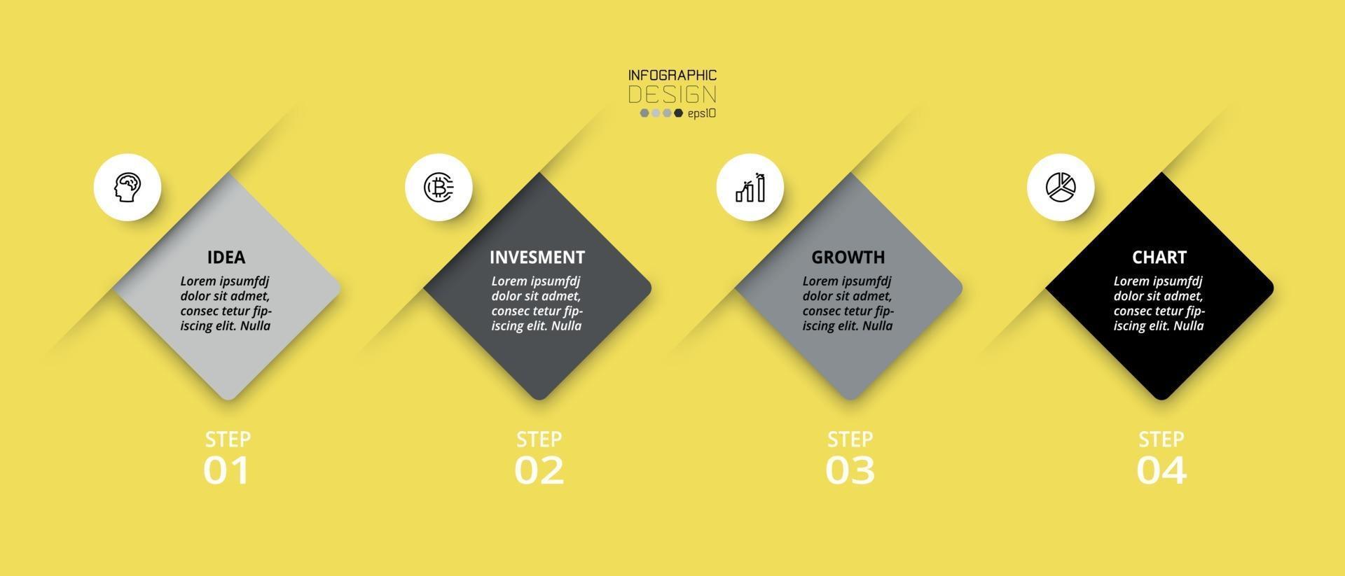 4 Schritte Infografik. kann zur Planung oder Erläuterung von Geschäfts- oder Organisationsinformationen verwendet werden. vektor