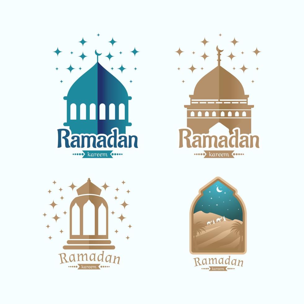 uppsättning av moské islamic prydnad element ramadan kareem design vektor