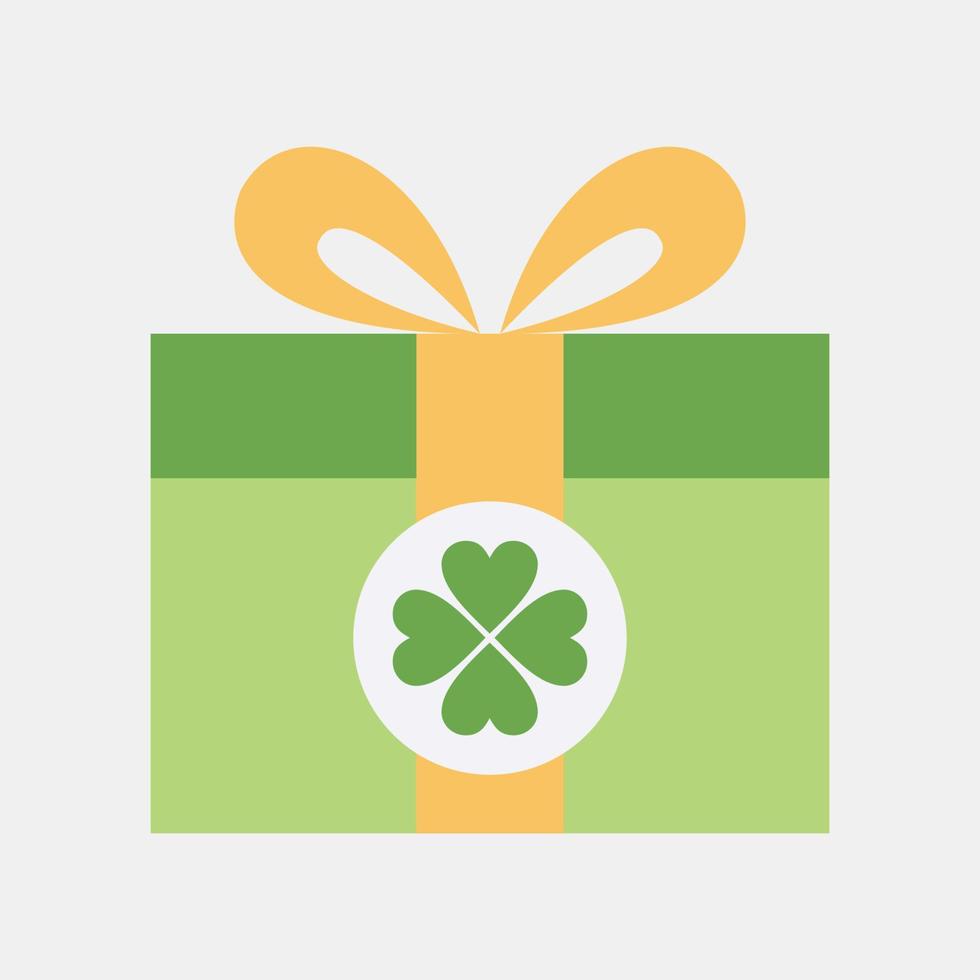 ikon st patricks gåva låda. st. Patricks dag firande element. ikoner i platt stil. Bra för grafik, affischer, logotyp, fest dekoration, hälsning kort, etc. vektor