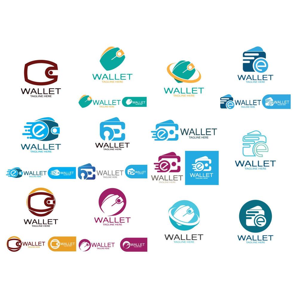 E Wallet Logo Design Illustrationssymbol mit einem einfachen modernen Konzept, für elektronische Geldbörsen, digitale Geldspeicheranwendungen, digitale Einsparungen, digitale Geldtransaktionen, Vektor