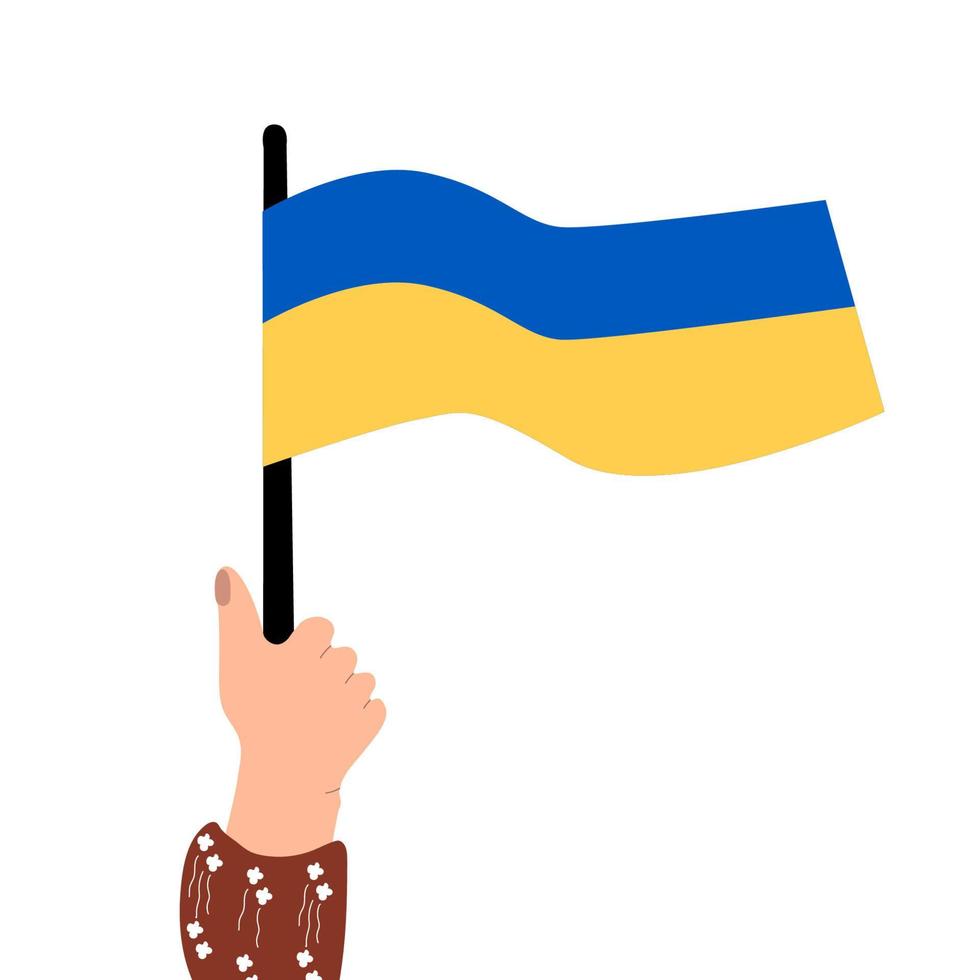 Nein Krieg im Ukraine Vektor Illustration mit isoliert Hintergrund. das Hand hält das Flagge von Ukraine. ukrainisch Hand im ein Wysowanka. Aggression und Militär- Attacke.