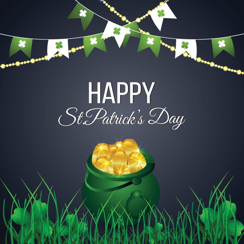 st. Patrick's Day pot av guld och shamrocks vektor