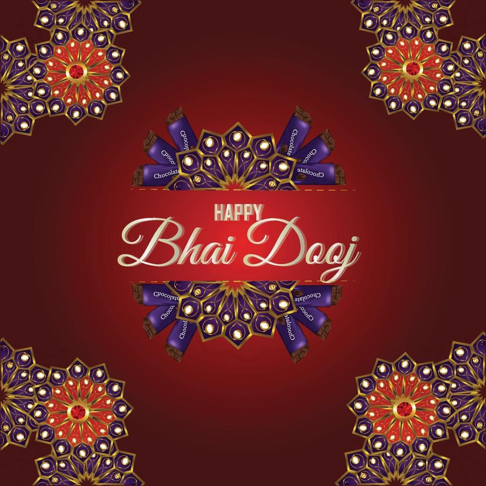 glückliche bhai dooj Festivalfeierkarte mit puja thali vektor