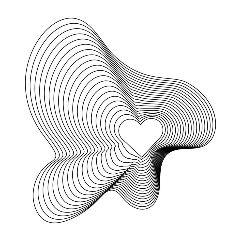 geometrisk fraktal abstrakt form med hjärta inuti vektor