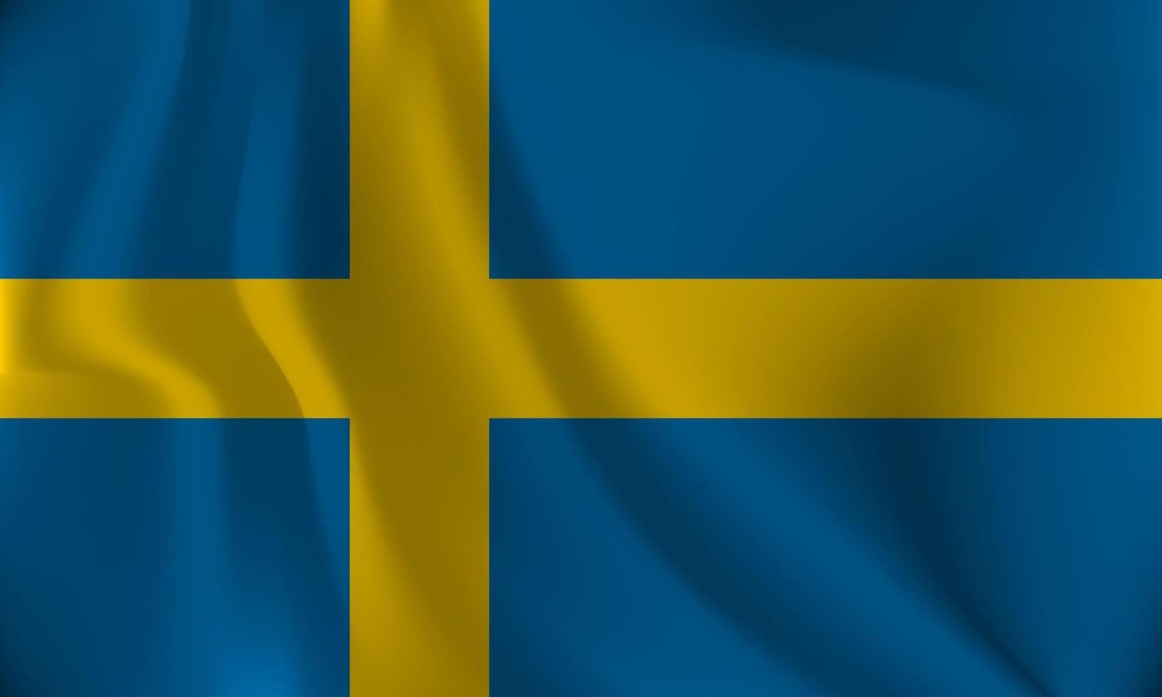 Flagge von Schweden, mit ein wellig bewirken fällig zu das Wind. vektor