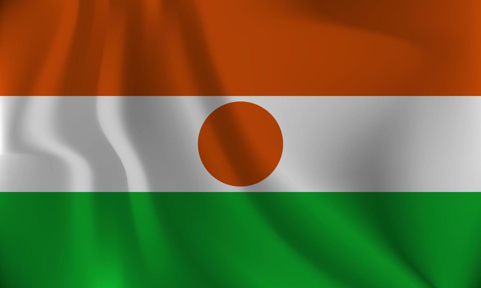 Flagge von Niger, mit ein wellig bewirken fällig zu das Wind. vektor