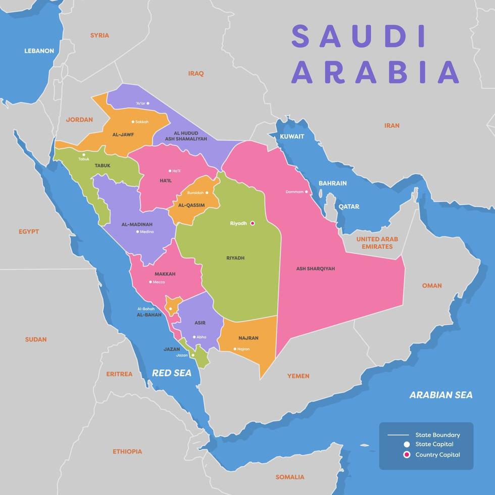 bunt Saudi Arabien Karte Konzept vektor