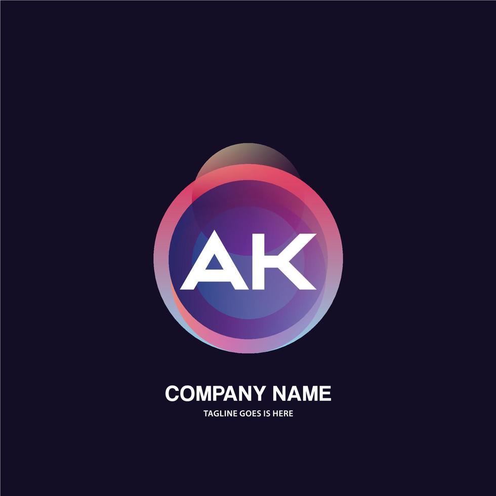 ak Initiale Logo mit bunt Kreis Vorlage Vektor