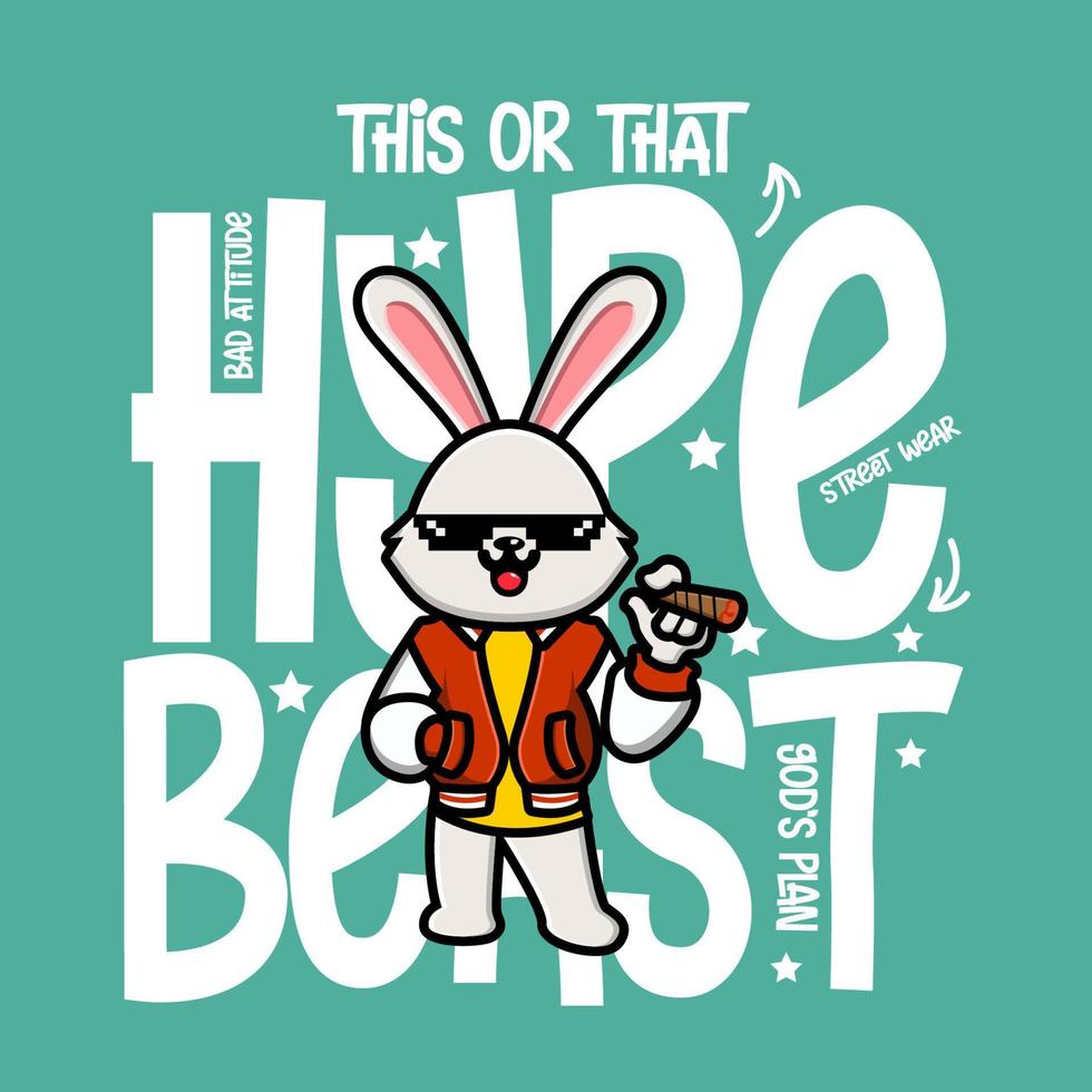 Karikatur Hase Hypebeast T-Shirt Design vektor