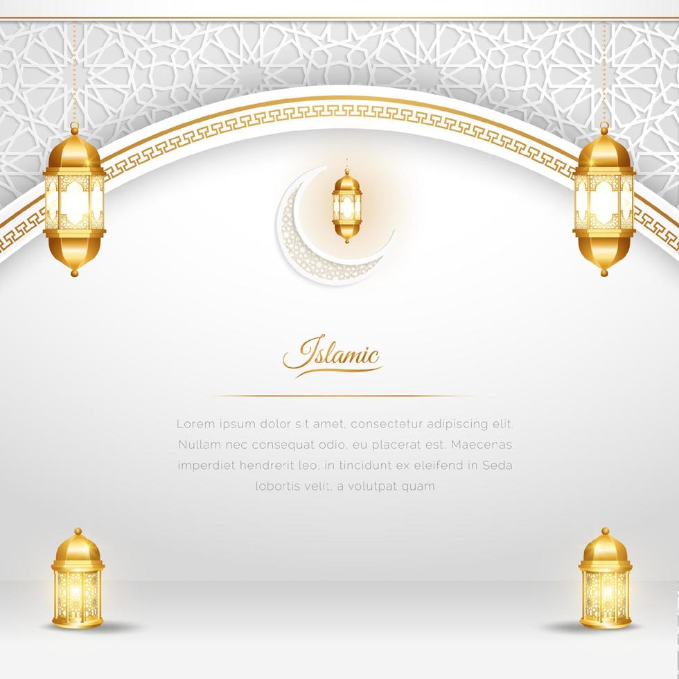 arabicum islamic elegant vit och gyllene lyx baner bakgrund vektor