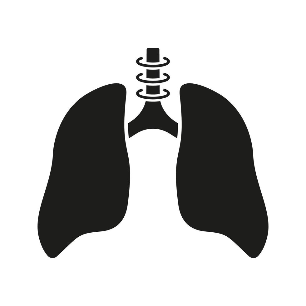 Bronchien und Luftröhre Atem System Piktogramm. gesund Bronchial Atemwege intern Organ Glyphe Symbol. Mensch Lunge Silhouette Symbol. Lungenentzündung Atmung Erkrankung. isoliert Vektor Illustration.