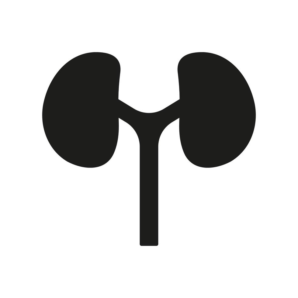 inre anatomi av njur- organ glyf piktogram. mänsklig njure silhuett ikon. medicinsk urologi, nefrologi översikt ikon. njurar sjukdom, dialys behandling symbol. isolerat vektor illustration.