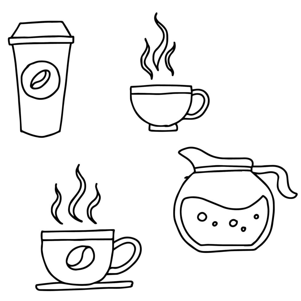 vektor översikt kaffe uppsättning illustration