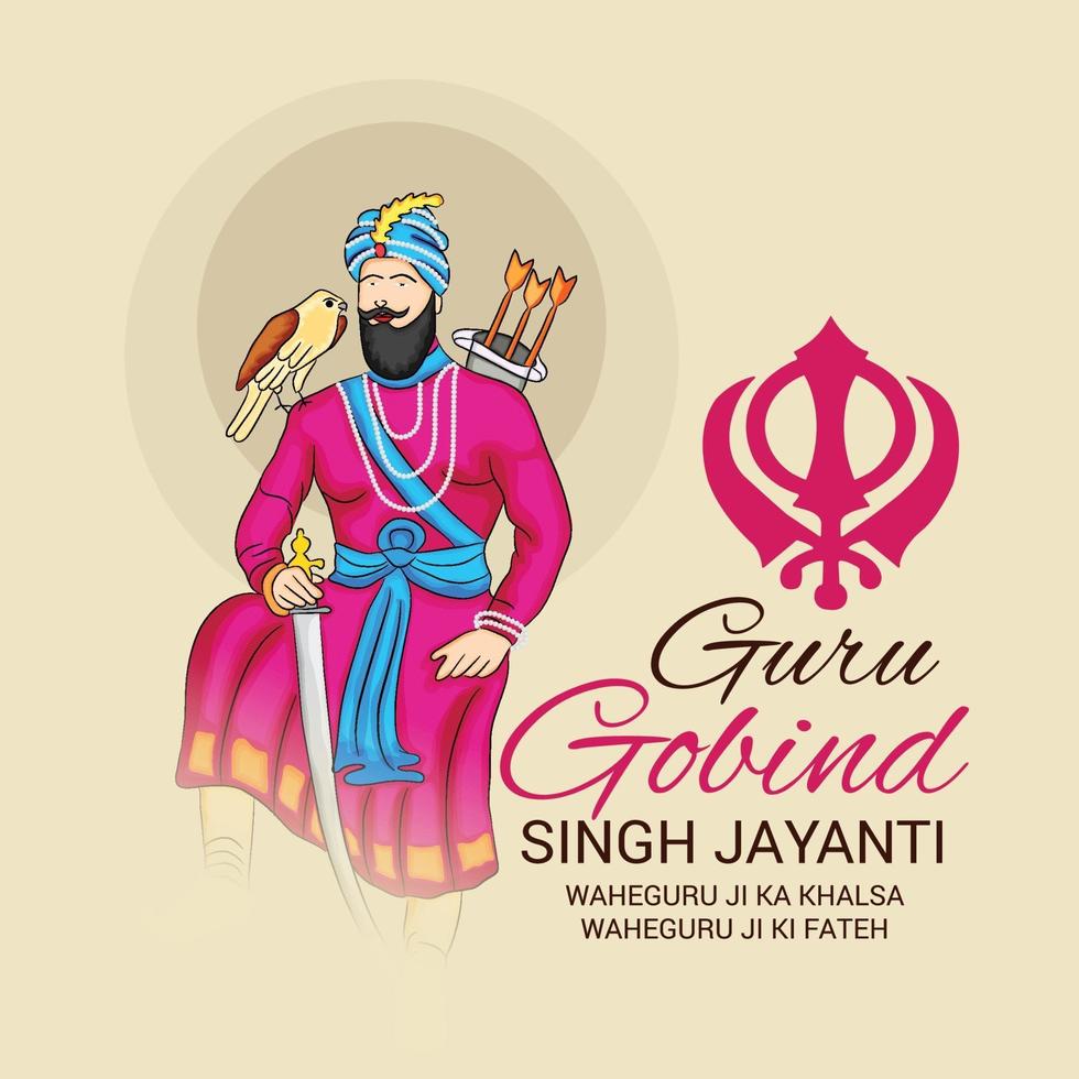 Vektor-Illustration eines Hintergrunds für glückliches Guru-Gobind-Singh-Jayanti-Festival für Sikh-Feier. vektor