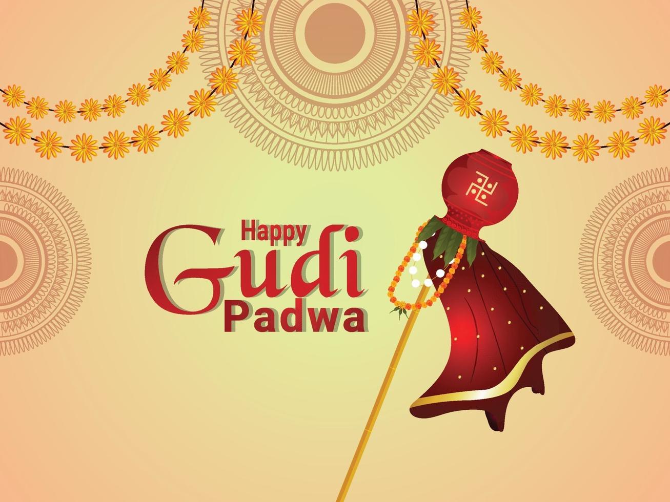 glückliche gudi padwa karte vektor