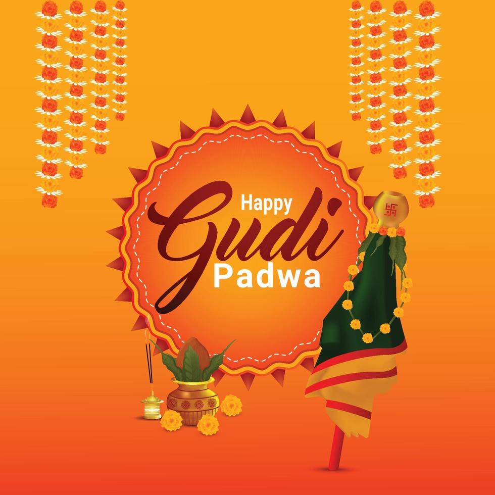 glückliches gudi padwa kartendesign vektor