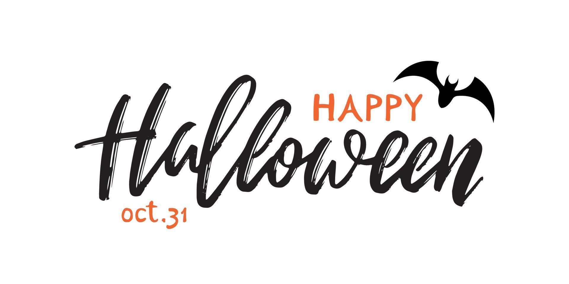 handskriven inskription glad halloween. vektor hälsning banner för halloween firande.