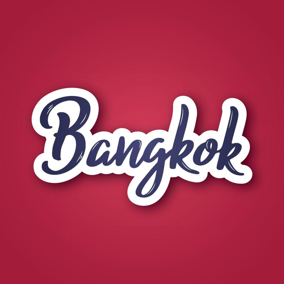 bangkok - handritat namn på Thailand. klistermärke med bokstäver i pappersskuren stil. vektor