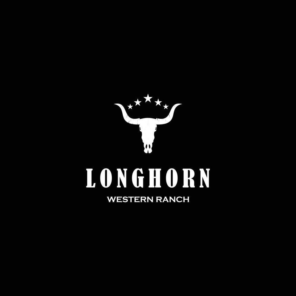 texas långhorn, Land Västra logotyp design årgång retro vektor