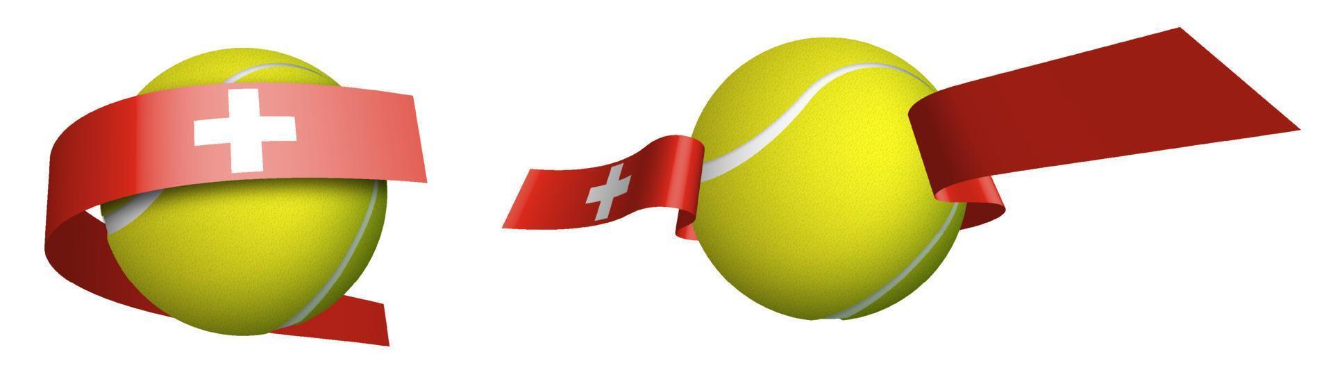 sporter tennis boll i band med färger swiss flagga. betyg av idrottare i ställningar. värld tennis tävlingar. isolerat vektor på vit bakgrund