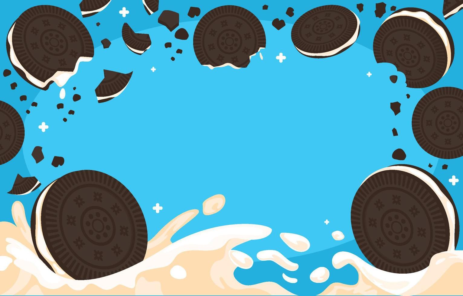 schwarz Kekse mit Sahne und planschen Milch vektor