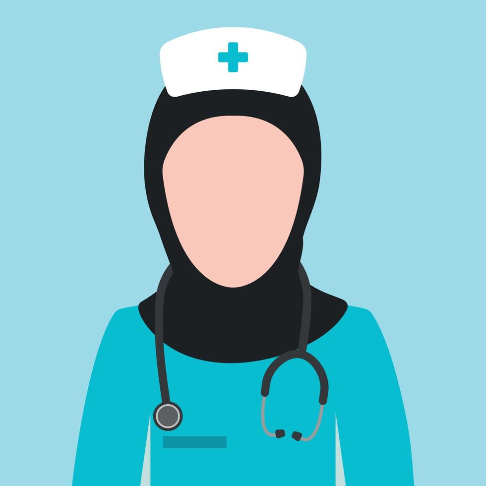 muslim sjuksköterska para avatar bär hijab ClipArt ikon vektor illustration