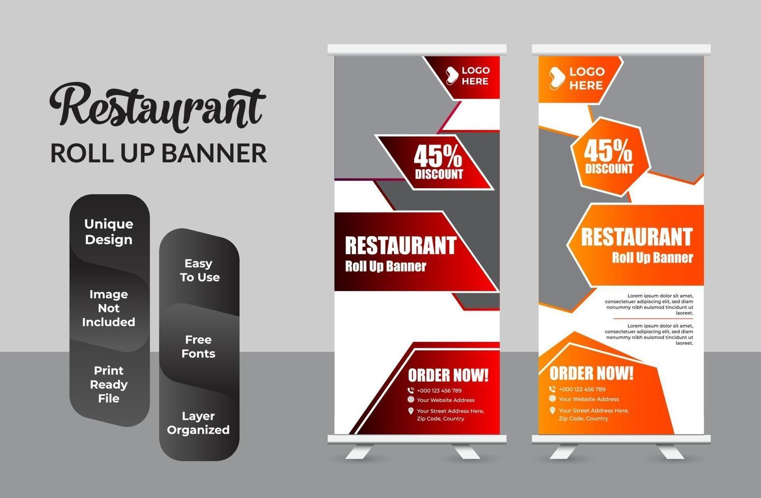 Food Roll Up Banner für Restaurant Set vektor