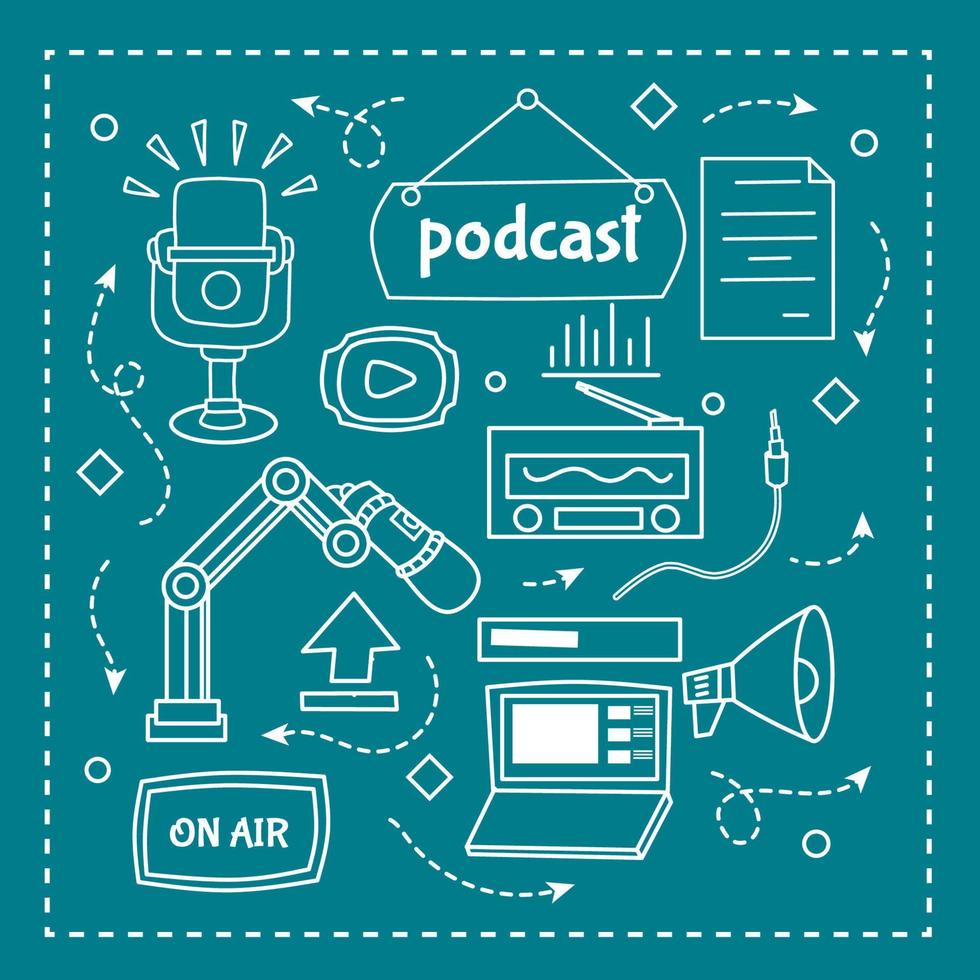 podcast element linje konst vektor design