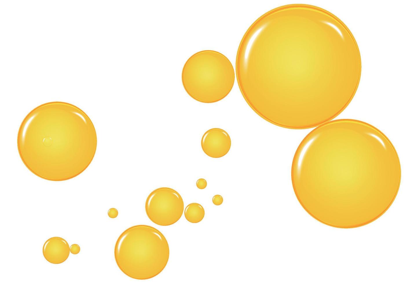 gyllene, gul olja droppar, bubblor vektor illustration. olja och vatten bubblor bakgrund.