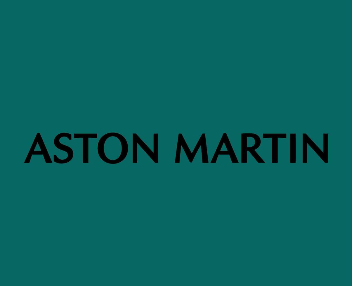 aston Martin varumärke logotyp symbol namn svart design brittiskt bilar bil vektor illustration med grön bakgrund