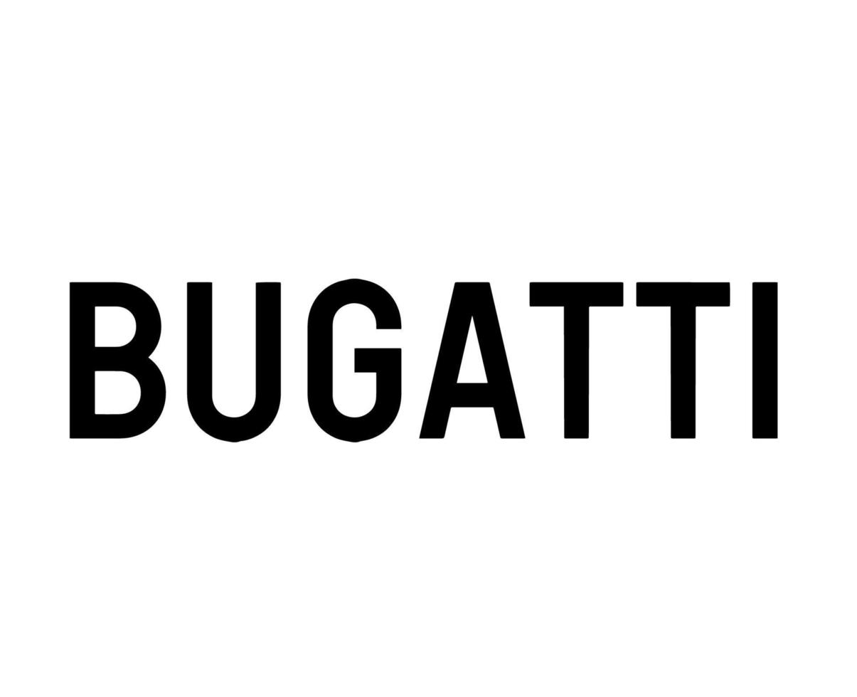 bugatti varumärke logotyp symbol namn svart design franska bilar bil vektor illustration