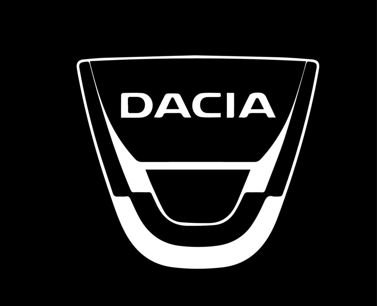 dacia Marke Logo Auto Symbol Weiß Design rumänisch Automobil Vektor Illustration mit schwarz Hintergrund