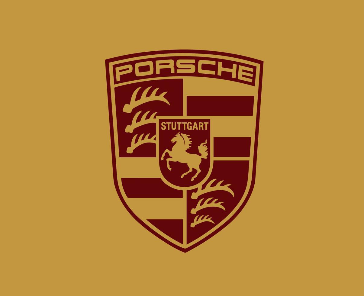 porsche Logo Marke Auto Symbol rot Design Deutsche Automobil Vektor Illustration mit Gold Hintergrund