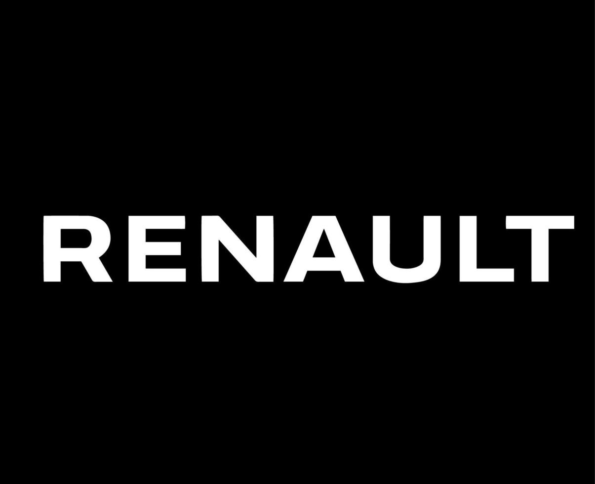 renault varumärke logotyp bil symbol namn vit design franska bil vektor illustration med svart bakgrund