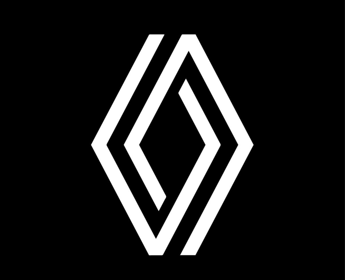 renault varumärke logotyp bil symbol vit design franska bil vektor illustration med svart bakgrund