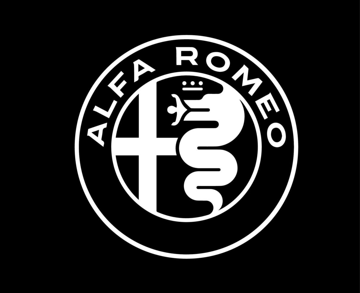 alfa Romeo Marke Symbol Logo Weiß Design Italienisch Autos Automobil Vektor Illustration mit schwarz Hintergrund
