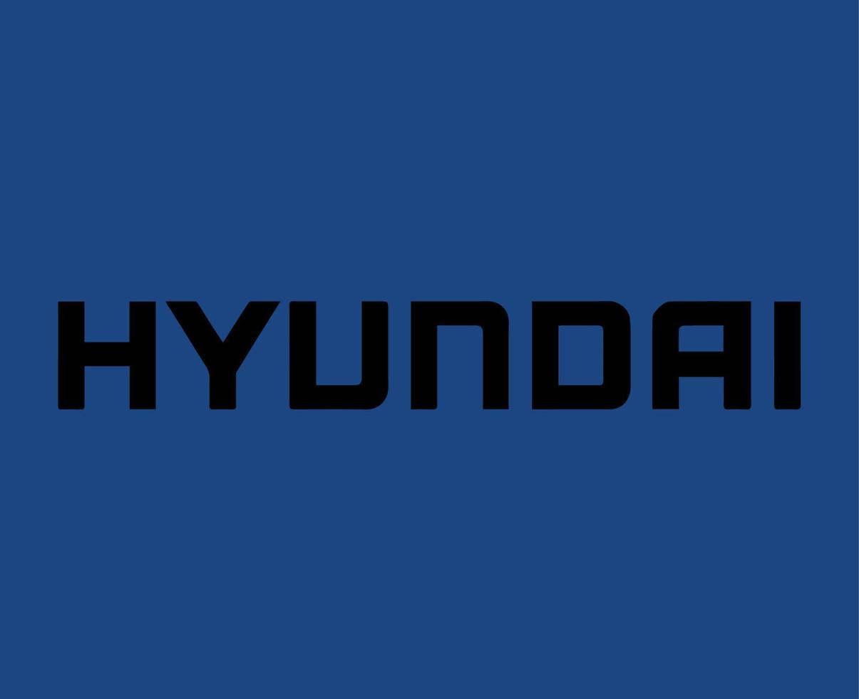 hyundai Marke Logo Auto Symbol Name schwarz Design Süd Koreanisch Automobil Vektor Illustration mit Blau Hintergrund