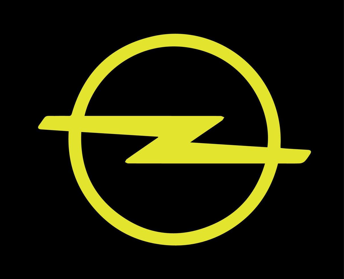 Opel Logo Marke Auto Symbol Gelb Design Deutsche Automobil Vektor Illustration mit schwarz Hintergrund