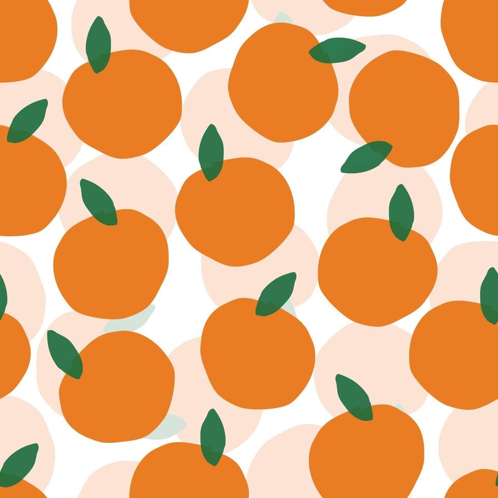 sömlös hand Rita orange mönster på vit bakgrund vektor