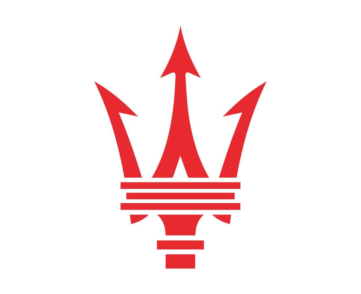 maserati logotyp varumärke symbol röd design italiensk bil bil vektor illustration