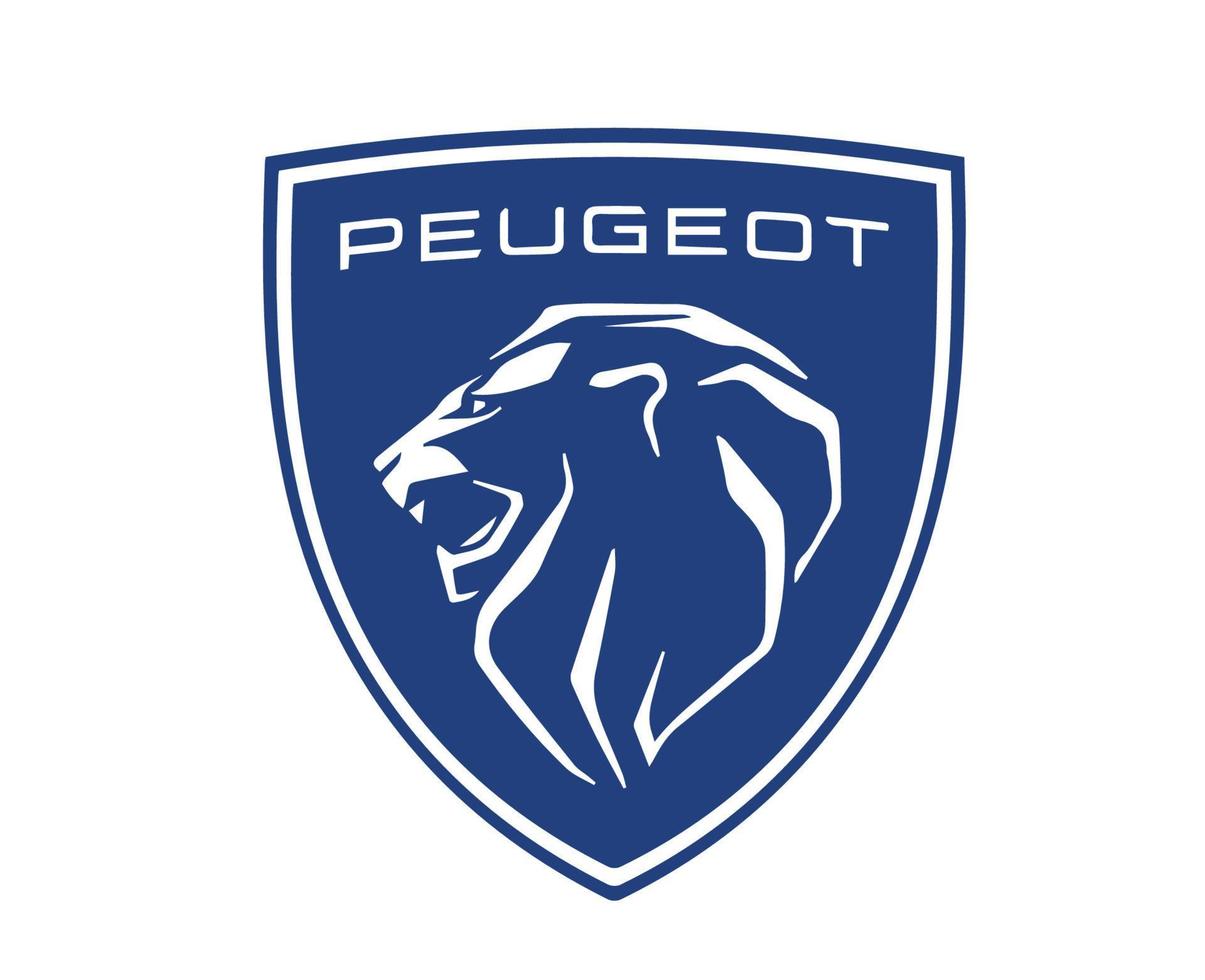 peugeot varumärke logotyp bil symbol blå design franska bil vektor illustration