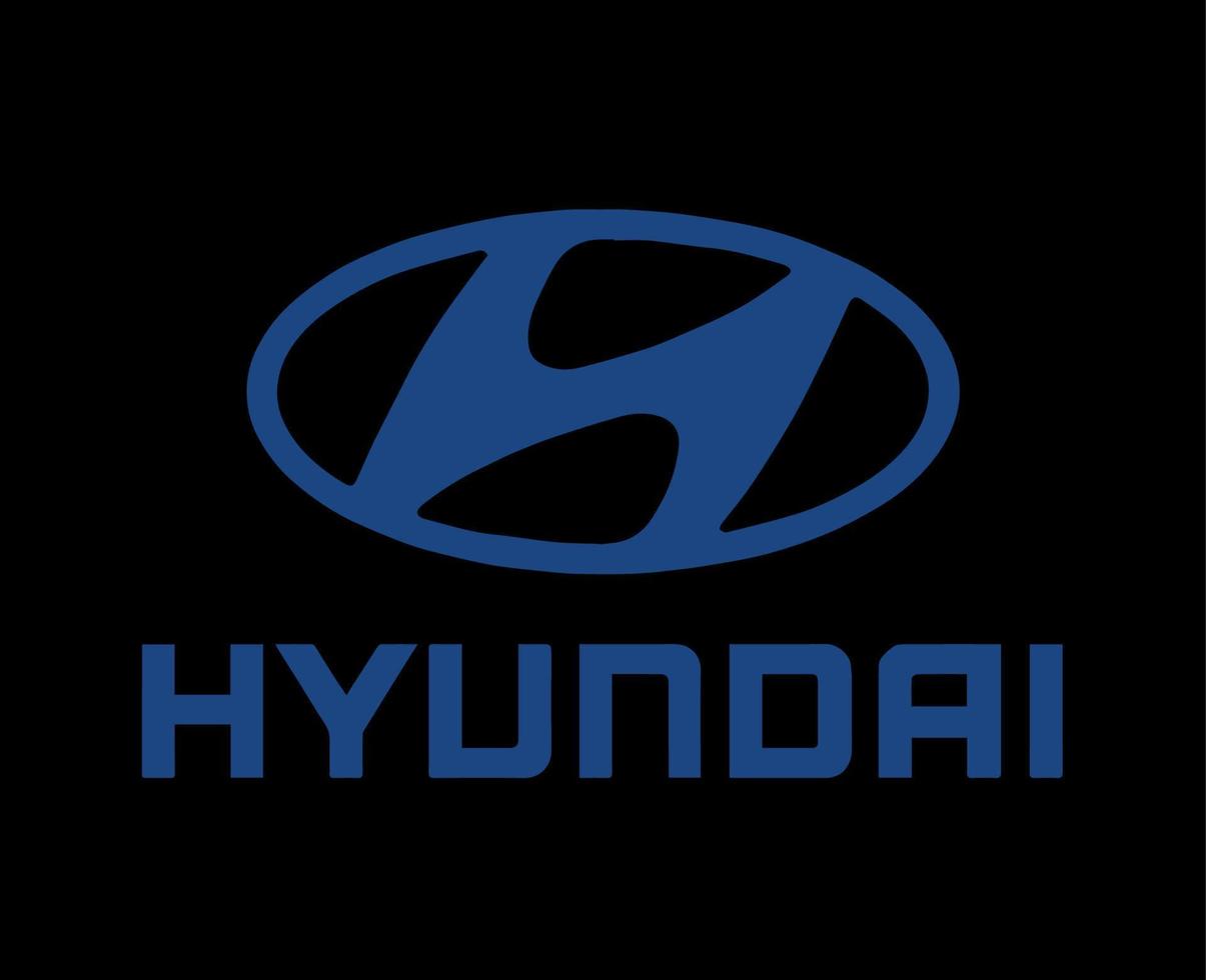 hyundai Logo Marke Symbol mit Name schwarz Design Süd Koreanisch Auto Automobil Vektor Illustration mit Blau Hintergrund